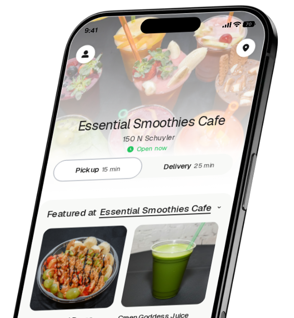 Essential Smoothies Cafe app preview